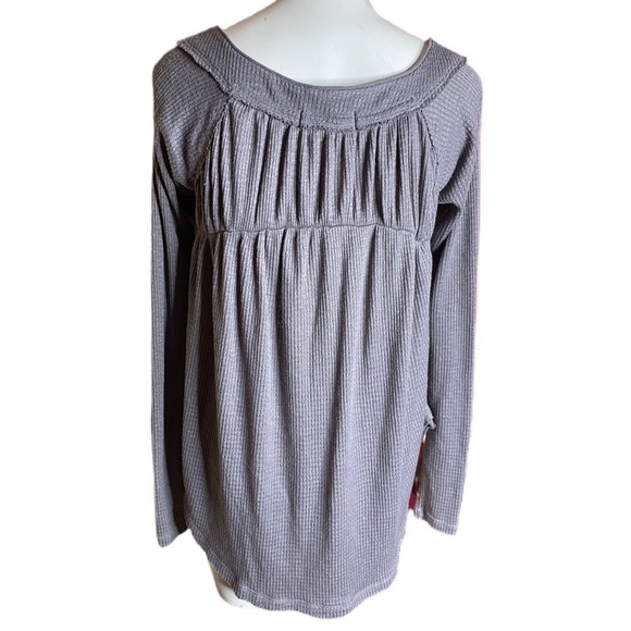 Free People Gray Waffle Henley XS 0-2 NWTS - Picture 4 of 9